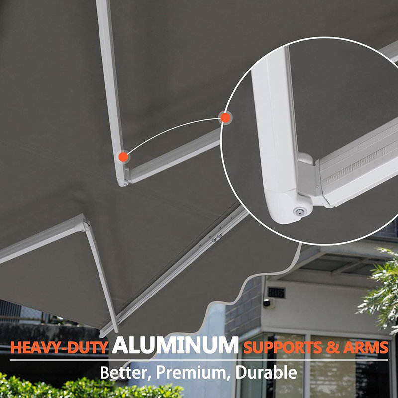 12' X 10' Awnings For Patio, Retractable Awning With Adju...