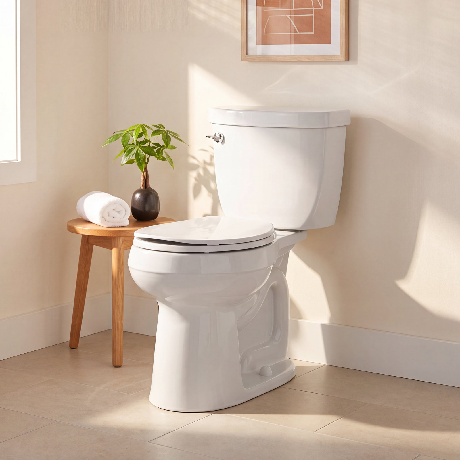 Cimarron 1.28 GPF Round Toilet, Ice Grey, Left-Hand
