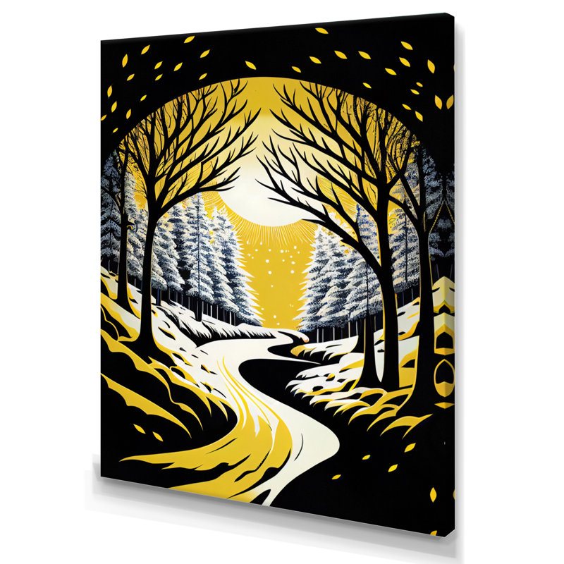 «Winter Trees with Snow Mountain River III», reproduction sur toile, H 20 po x l 12 po x P 1 po, Toile tendue