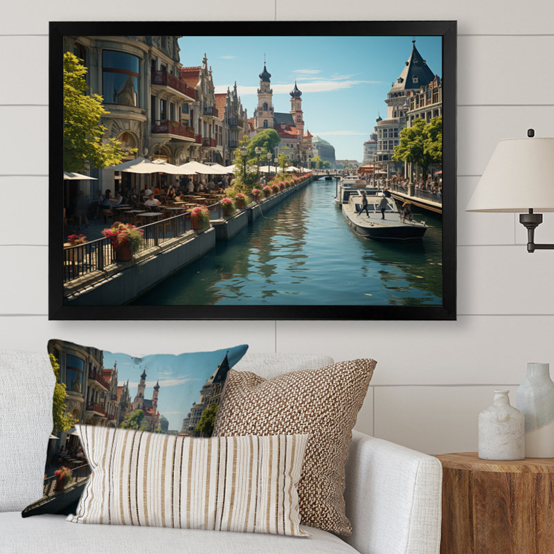 Maripaz, Allemagne, bord de mer, ville charmante II - impression, H 34 po x l 44 po x P 1,5 po, Cadre simple noir