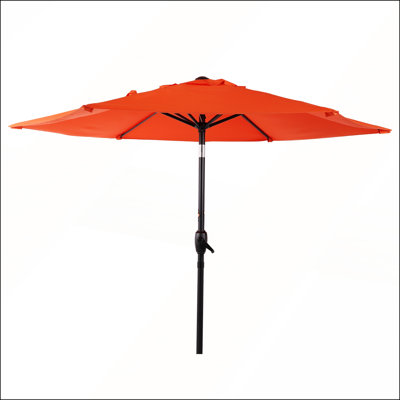 Parasol de marché extérieur 10 pi avec bouton-poussoir, mécanisme à manivelle et auvent imperméable pour le jardin, la terrasse et la cour, orange