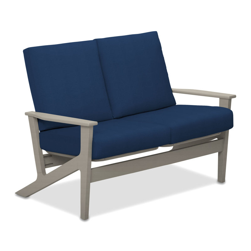 Chrisa 51.5'' Wide Loveseat with Cushions, Cobalt, Warm Gray
