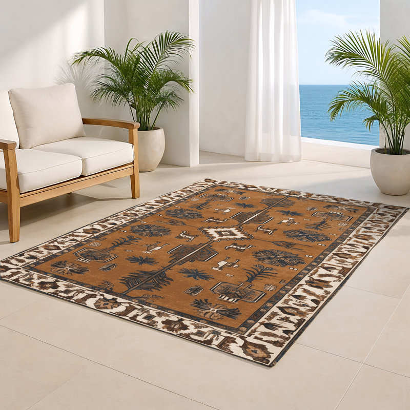 Tapis d'intérieur et d'extérieur brun Persian, Rectangle 4pi x 6 pi