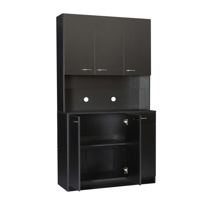 Tall 70.87 Inch Wardrobe with 6-Doors, 1-Open Shelf, and 1-Drawer for Enhanced Storage and Modern Aesthetic, Black