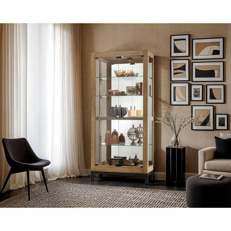 Quinn Lighted Curio Cabinet, Silver Finish