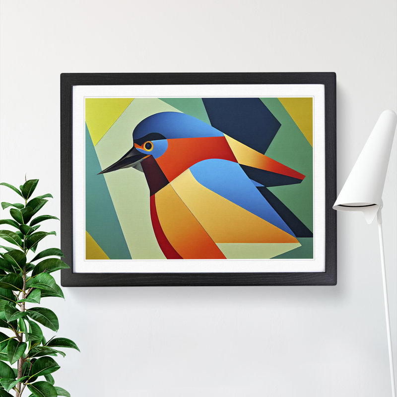 Kingfisher Bird Abstract Vol.3 - Framed Print, Black, 46cm H x 64cm W x 2cm D