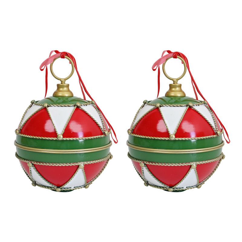 Ornement de cloche de Noël, White/Red/Green