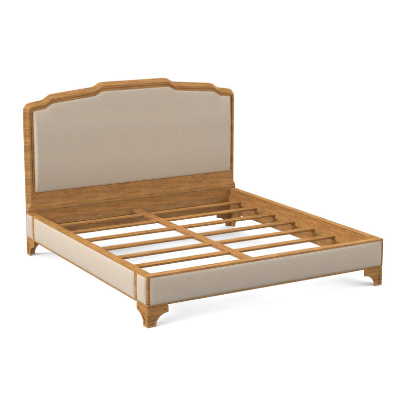 Nova Upholstered Bed, Bisque, Filigree Ivory 100% Polyester