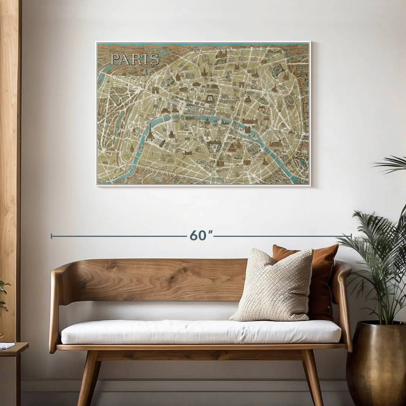 Monuments de Paris (carte bleue), Cadre flottant blanc, 43 po x 29 po