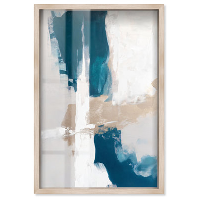 Décoration murale Shard of the Glacier IV Shadowbox Blue par Art Remedy, cadre blond, 25 x 37