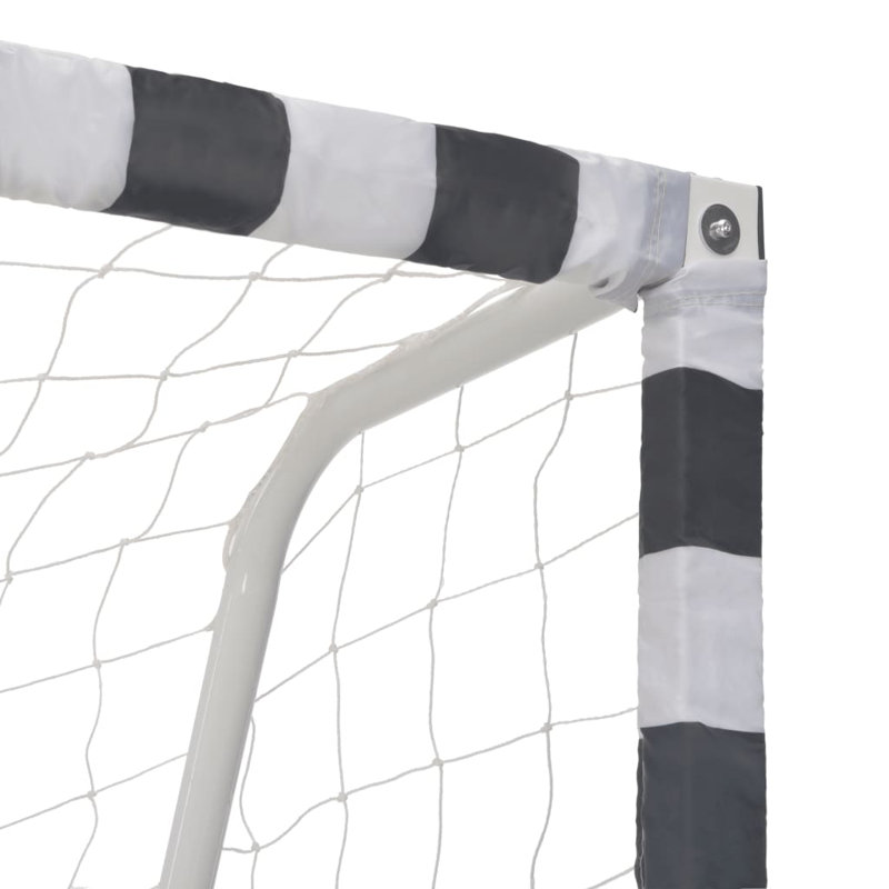 VidaXL Soccer Goal Training Soccer Net Practise Net Metal Black and White, 63'' H x 118.10'' W x 35.40'' D