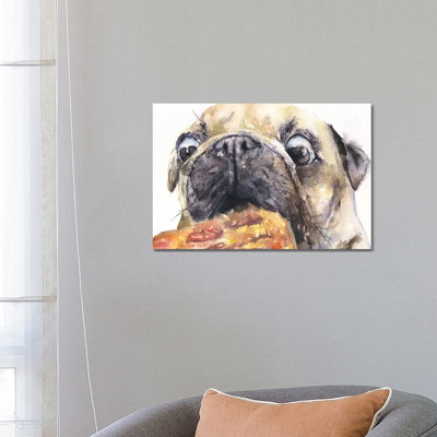 Pug And Pizza IV by George Dyachenko - Wrapped Canvas Gallery-Wrapped Canvas Giclée