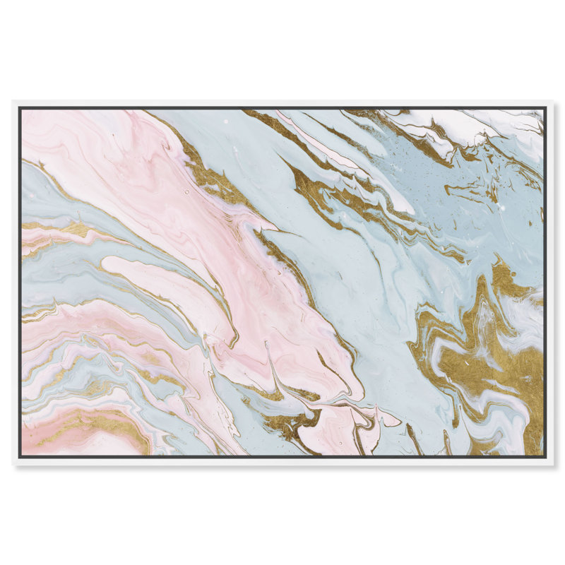 Pastel Geode - Impression sur toile, H 24 po x l 36 po, Cadre blanc