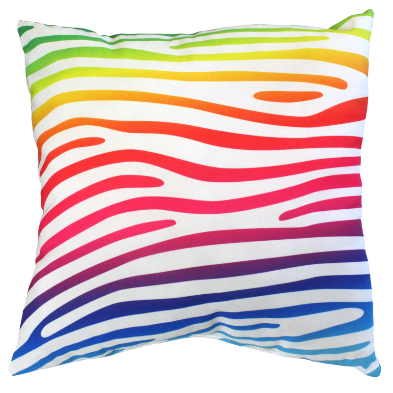 Animal Print Reversible Throw Pillow, Rainbow Gradient/White