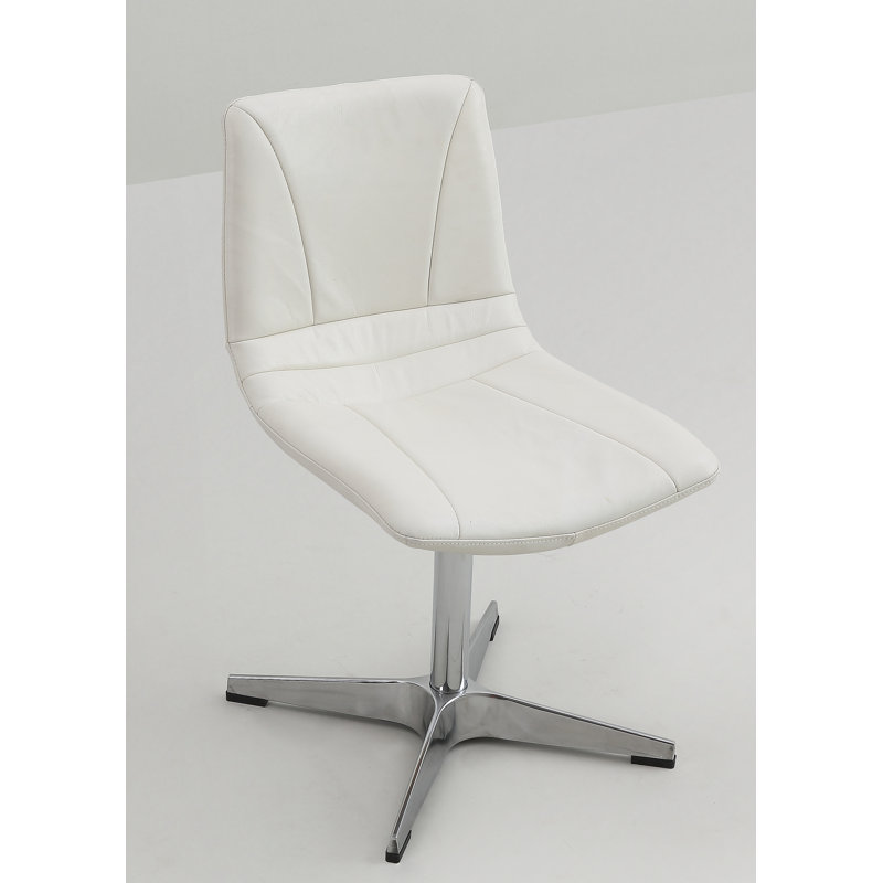 Chaise d'appoint pivotante en cuir 18 po Rodriques, Cuir véritable blanc ivoire