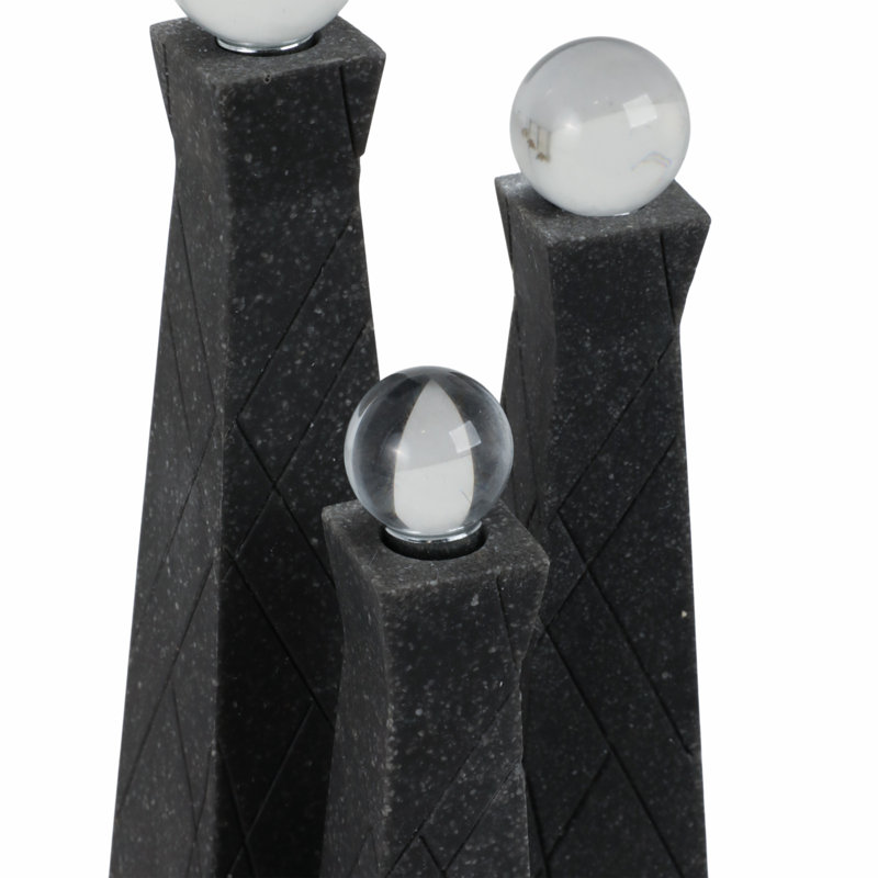 Ensemble de 3 bouteilles en résine de quartz noir Isaacs