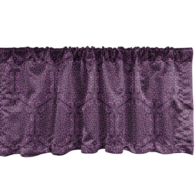Purple Satin Damask Pattern Rod Pocket Valance, 54" x 12"