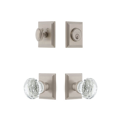 Ensemble d'entrée complet avec rosette carrée et poignée en cristal Carre