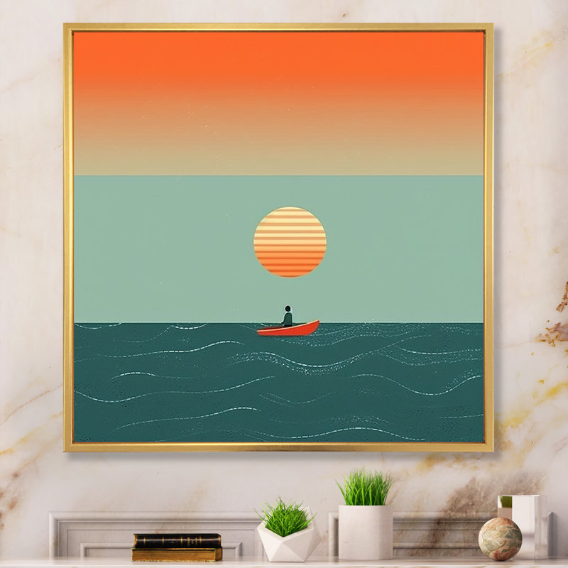 Minimalisme solidaire paysage VI sur toile, H 30 po x l 30 po x P 1 po, Cadre flottant doré