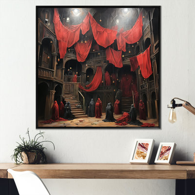 Rouge et noir, théâtre dramatique expressionniste - art mural de théâtre