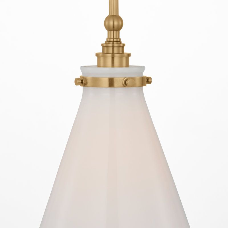Parkington 1 - Light Pendant, Antique-Burnished Brass, White Glass, 15.5" H x 11" W x 11" D