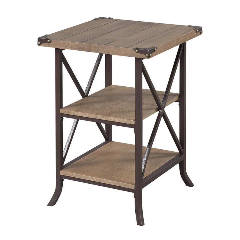 Kehl Brooklynn End Table, Driftwood Top/ Brown Base