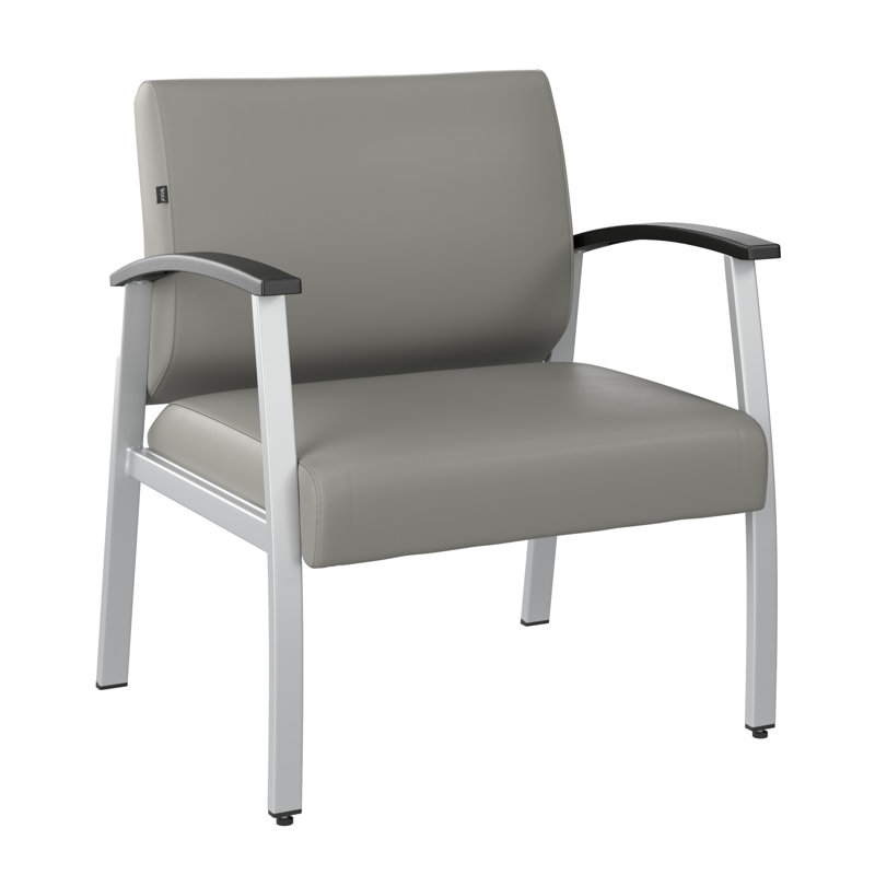 Arrive Collection Vinyl Seat Waiting Room Bariatric Chair with Metal Frame and arms, Light Gray