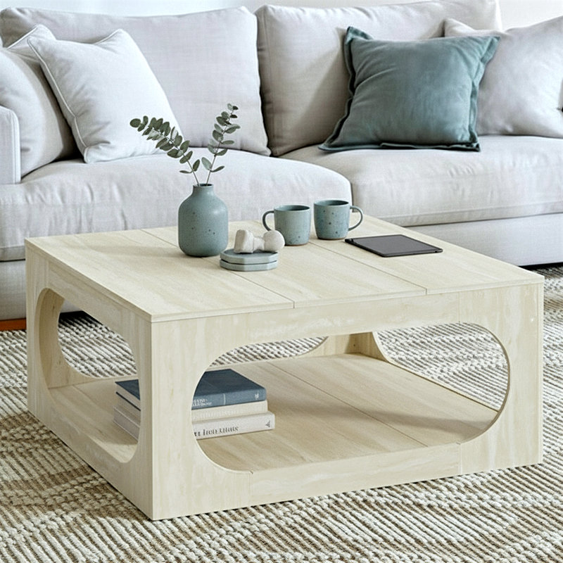 Inniss Square Coffee Table, Traventine