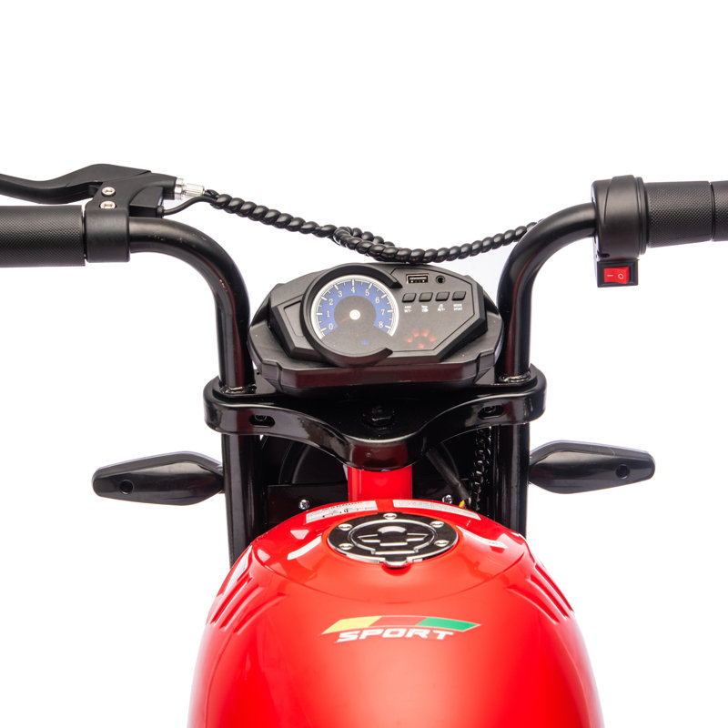 Motocyclette électrique Ride On XL pour enfants de 6 ans et plus, moteur 24 V 300 W, roues 14 po Widen Eva, haute vitesse de 11,18 mph, suspension double, rouge