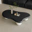 Table basse en forme de nuage noir mat avec 3 pieds sphériques, plateau rond en panneau de fibres à densité moyenne de 40 pouces pour un style moderne de salon-151599190