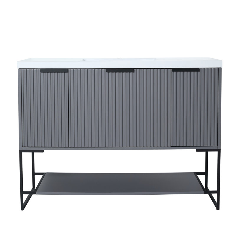 Meuble-lavabo autoportant de 48 pouces avec lavabo en résine