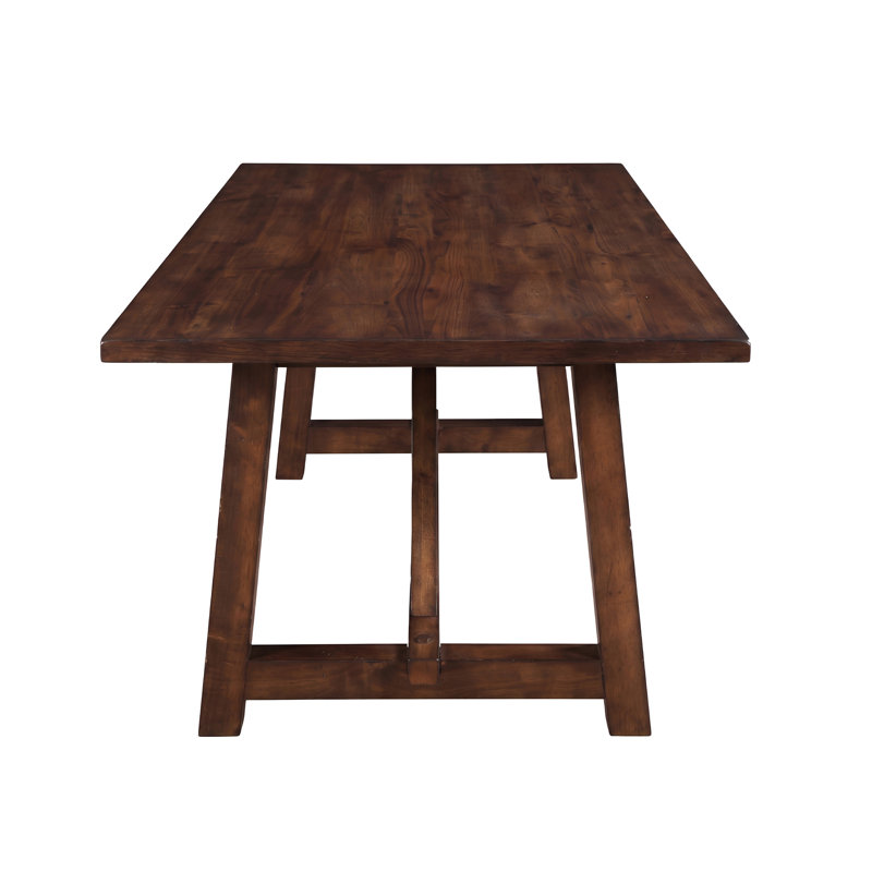 Table de salle à manger rectangulaire à tréteaux en chêne foncé de style campagnard