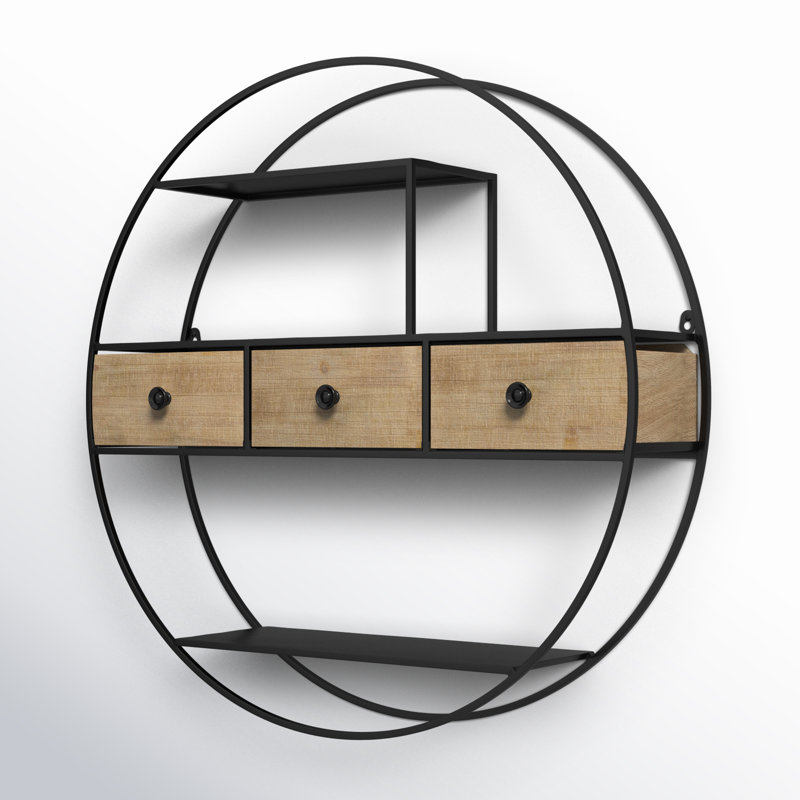 3 Piece Circle Accent Shelf with Drawer