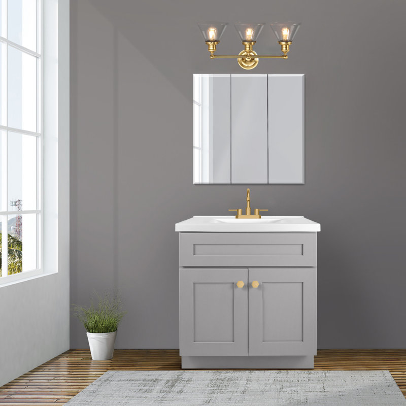 Éclairage de salle de bain à intensité variable 3 lumières Vannatta, Or satiné