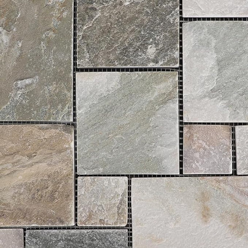 Carreaux de patio et de terrasse en pierre imbriqués - 18 pièces, plancher intérieur / extérieur pour balcon, pierre colorée