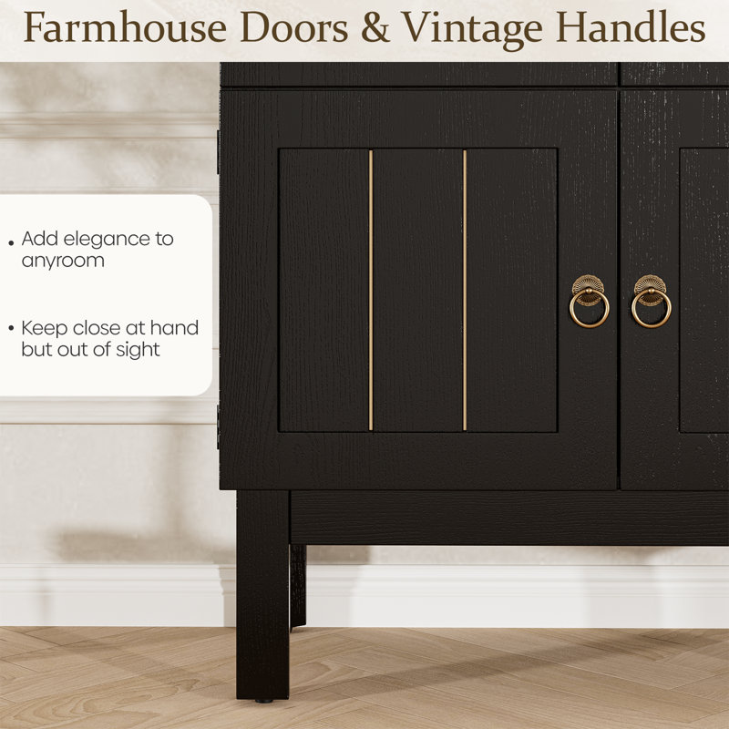 Armoire de rangement arquée en acrylique - Quatre portes avec compartiments à vin (noir), Noir