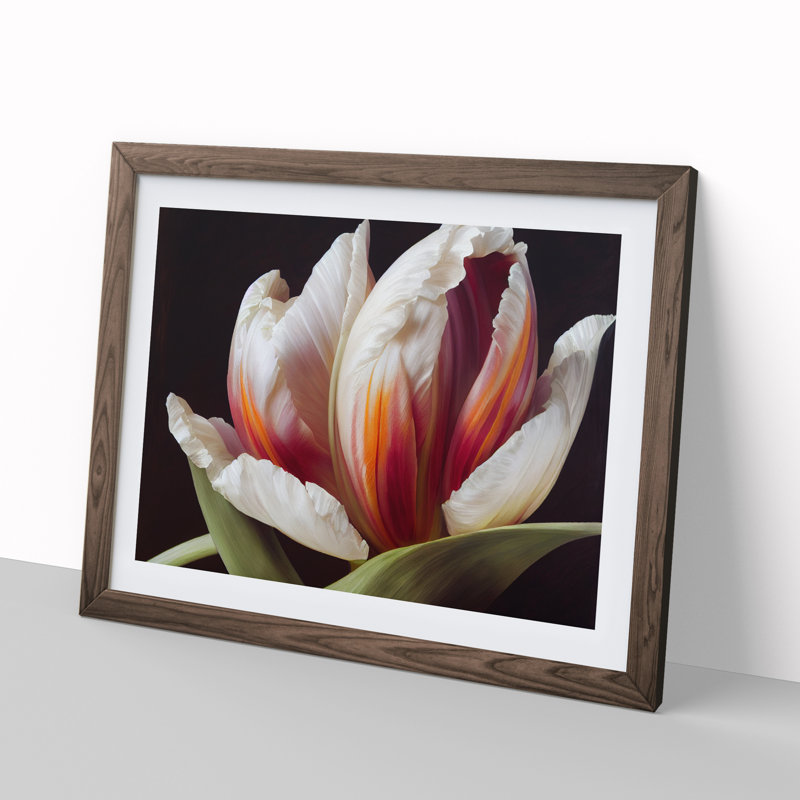 Feisty Flower - Single Picture Frame Print, 46cm H x 64cm W x 2cm D, Walnut