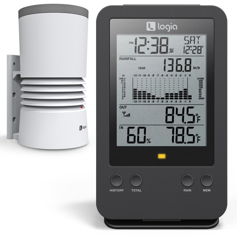 Logia 3-in-1 Rain Gauge Weather Station with Temperature and Humidity