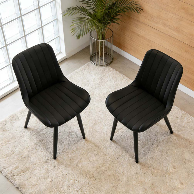 Ensemble de chaise de salle à manger moderne et minimaliste, 2, Noir