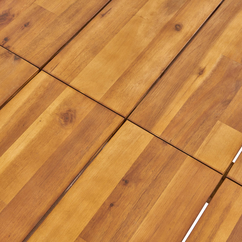 Table de salle à manger d'extérieur en bois, Teck / noir