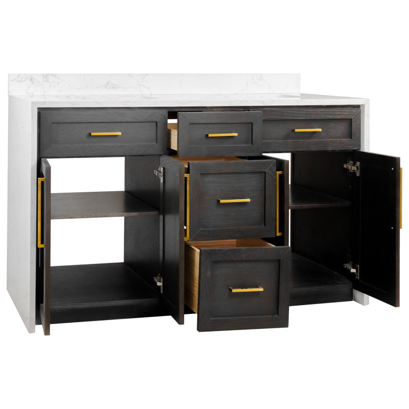 Ensemble de meuble-lavabo double 60 po Akalya, Chêne foncé
