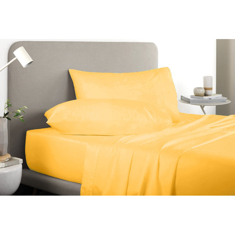 Ensemble de draps en micro-fibre, Ensemble de draps pour lit simple + 1 drap-housse , Jaune