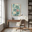 Art mural sur toile bleu sarcelle avec pivoines blanches et roses-867850168