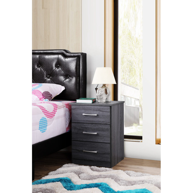Table de chevet 3 tiroirs Seniz , Gris