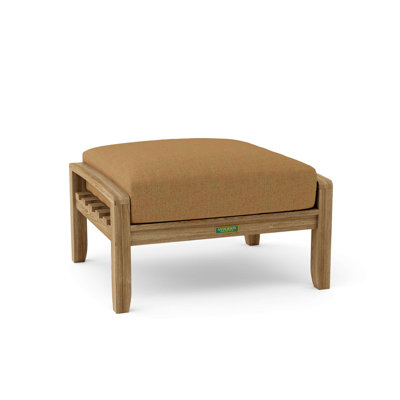 Repose-pieds d'extérieur en teck avec coussin Sunbrella Dustin