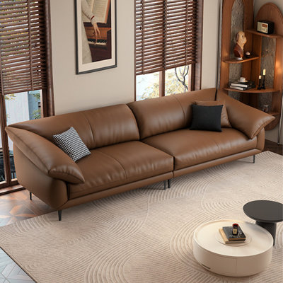 Creamy-white Genuine Leather Modular Sofa cushion couch