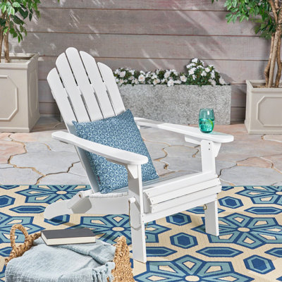 Chaise pliante blanche - Style rustique, panneaux à lattes emblématiques, 72,4 cm L x 90 cm P x 93,8 cm H, décoration de piscine style bois, design classique avec assise inclinée, droite et inclinée, idéale pour l'extérieur