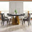 Table de salle à manger 59,05 po ronde en marbre avec base en fer et métal bronze-824494272-824494273-824494276