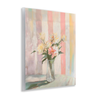 «Pastel Flower Arrangement Stripes», plaque murale par Arlington Prints