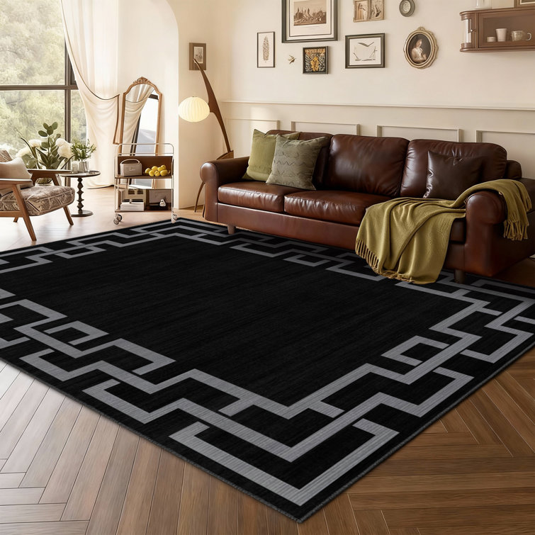 Abstract Machine Printed Shag Area Rug